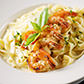 Fettuccine Alfrédo módra lángolt királyrákkal, sült fokhagymával, parmezánnal