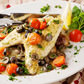 Grillezett branzino filé vajas citromos olivával zöldfűszeres koktélparadicsommal