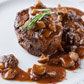 Marha steak vajon sütve, vörösboros erdei gombamártásban