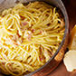 Spagetti carbonara (bacon, tejszín, tojás)